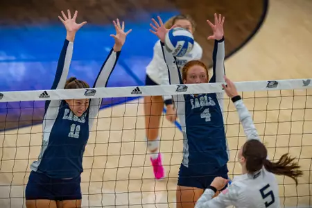 STATESBORO, GEORGIA - AUGUST 15: Georgia Southern Volleyball plays its 2021 Blue-White Game at Hanner Fieldhouse on August 15, 2021 in Statesboro, Georgia.