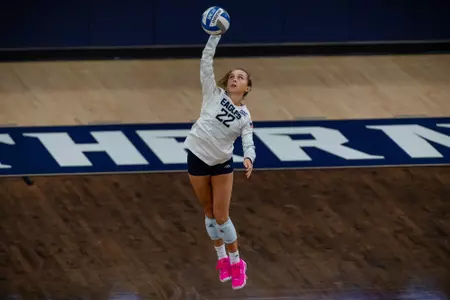STATESBORO, GEORGIA - AUGUST 15: Georgia Southern Volleyball plays its 2021 Blue-White Game at Hanner Fieldhouse on August 15, 2021 in Statesboro, Georgia.