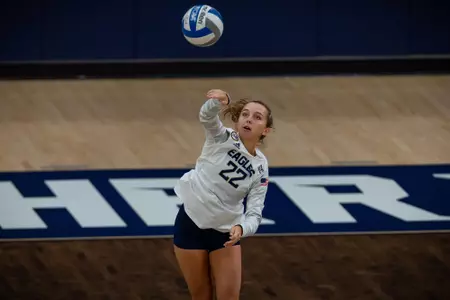 STATESBORO, GEORGIA - AUGUST 15: Georgia Southern Volleyball plays its 2021 Blue-White Game at Hanner Fieldhouse on August 15, 2021 in Statesboro, Georgia.