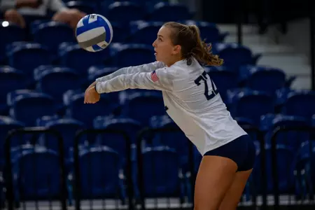 STATESBORO, GEORGIA - AUGUST 15: Georgia Southern Volleyball plays its 2021 Blue-White Game at Hanner Fieldhouse on August 15, 2021 in Statesboro, Georgia.