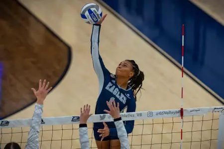 STATESBORO, GEORGIA - AUGUST 15: Georgia Southern Volleyball plays its 2021 Blue-White Game at Hanner Fieldhouse on August 15, 2021 in Statesboro, Georgia.