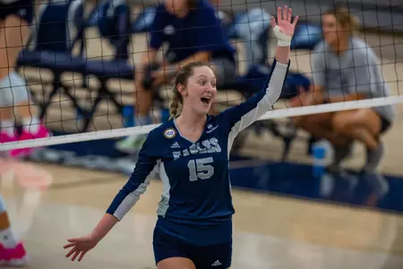 STATESBORO, GEORGIA - AUGUST 15: Georgia Southern Volleyball plays its 2021 Blue-White Game at Hanner Fieldhouse on August 15, 2021 in Statesboro, Georgia.