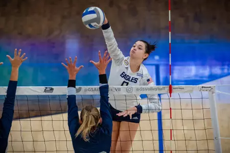 STATESBORO, GEORGIA - AUGUST 15: Georgia Southern Volleyball plays its 2021 Blue-White Game at Hanner Fieldhouse on August 15, 2021 in Statesboro, Georgia.
