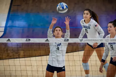 STATESBORO, GEORGIA - AUGUST 15: Georgia Southern Volleyball plays its 2021 Blue-White Game at Hanner Fieldhouse on August 15, 2021 in Statesboro, Georgia.