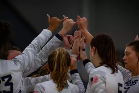 STATESBORO, GEORGIA - AUGUST 15: Georgia Southern Volleyball plays its 2021 Blue-White Game at Hanner Fieldhouse on August 15, 2021 in Statesboro, Georgia.
