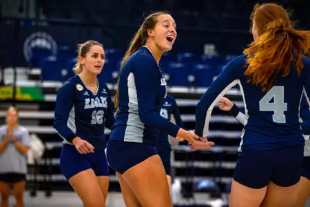 STATESBORO, GEORGIA - AUGUST 15: Georgia Southern Volleyball plays its 2021 Blue-White Game at Hanner Fieldhouse on August 15, 2021 in Statesboro, Georgia.