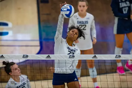 STATESBORO, GEORGIA - AUGUST 15: Georgia Southern Volleyball plays its 2021 Blue-White Game at Hanner Fieldhouse on August 15, 2021 in Statesboro, Georgia.