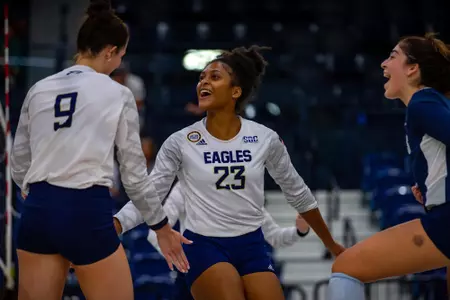 STATESBORO, GEORGIA - AUGUST 15: Georgia Southern Volleyball plays its 2021 Blue-White Game at Hanner Fieldhouse on August 15, 2021 in Statesboro, Georgia.