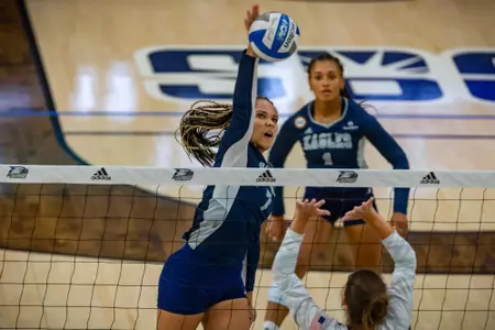 STATESBORO, GEORGIA - AUGUST 15: Georgia Southern Volleyball plays its 2021 Blue-White Game at Hanner Fieldhouse on August 15, 2021 in Statesboro, Georgia.