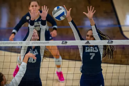 STATESBORO, GEORGIA - AUGUST 15: Georgia Southern Volleyball plays its 2021 Blue-White Game at Hanner Fieldhouse on August 15, 2021 in Statesboro, Georgia.