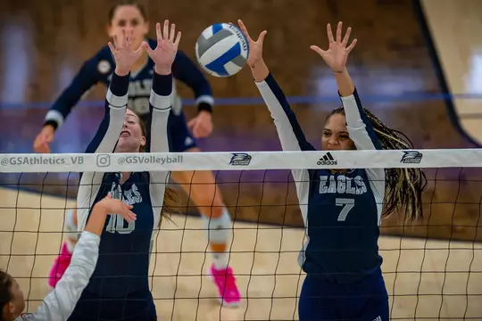 STATESBORO, GEORGIA - AUGUST 15: Georgia Southern Volleyball plays its 2021 Blue-White Game at Hanner Fieldhouse on August 15, 2021 in Statesboro, Georgia.