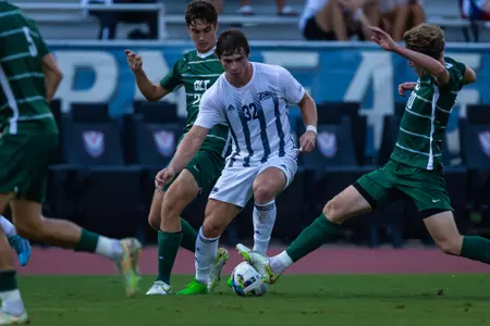 Georgia Southern forward Zachary Martin (32) during the NCAA menâ??s soccer match between Georgia Southern and Charlotte at Eagle Field at the Erk Russell Athletic Park on September 4, 2022 in Statesboro, Georgia. (Photograph by AJ Henderson / Georgia Southern Athletics)