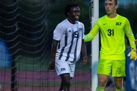 Georgia Southern forward/midfielder Hilary Odhiambo (15) during the NCAA menâ??s soccer match between Georgia Southern and Charlotte at Eagle Field at the Erk Russell Athletic Park on September 4, 2022 in Statesboro, Georgia. (Photograph by AJ Henderson / Georgia Southern Athletics)