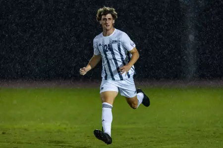 Georgia Southern forward Jack Ireland (24) during the NCAA menâ??s soccer match between Georgia Southern and Charlotte at Eagle Field at the Erk Russell Athletic Park on September 4, 2022 in Statesboro, Georgia. (Photograph by AJ Henderson / Georgia Southern Athletics)