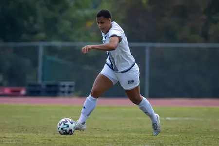 Georgia Southern defender Sade Heinrichs (25) during the NCAA women’s soccer match between Georgia Southern and App State at Eagle Field at the Erk Russell Athletic Park on October 9, 2022 in Statesboro, Georgia. (Photograph by AJ Henderson / Georgia Southern Athletics)