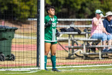 Georgia Southern goalkeeper Katie Oakley (28) during the NCAA women’s soccer match between Georgia Southern and App State at Eagle Field at the Erk Russell Athletic Park on October 9, 2022 in Statesboro, Georgia. (Photograph by AJ Henderson / Georgia Southern Athletics)