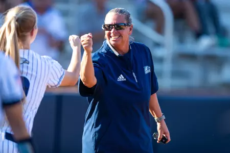 STATESBORO, GEORGIA - MAY 5: Georgia Southern Softball faces the Georgia State Panthers at Eagle Softball Field on May 5, 2022 in Statesboro, Georgia