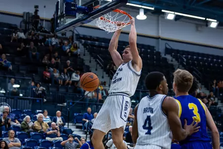 Georgia Southern forward Andrei Savrasov (12) during the NCAA menâ??s basketball game between Georgia Southern and Trinity Baptist at Hanner Fieldhouse on November 12, 2022 in Statesboro, Georgia. (Photograph by AJ Henderson / Georgia Southern Athletics)