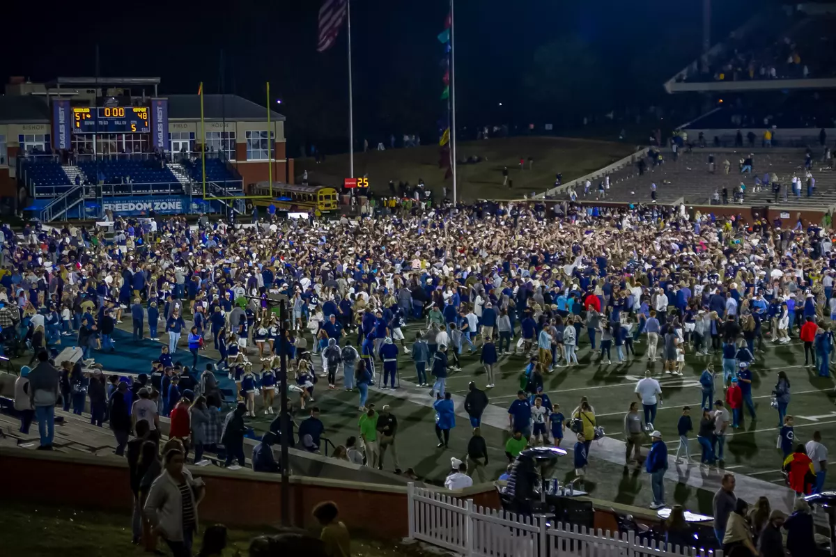 Georgia Southern celebrates a 51-48 win over Appalachian State