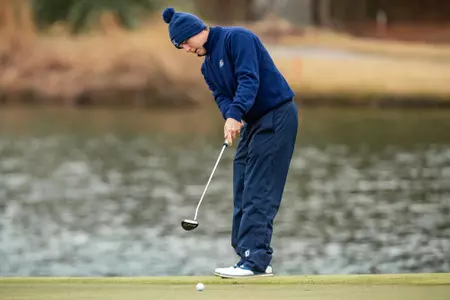 STATESBORO, GEORGIA - FEBRUARY 6: Men’s Golf action from day one of the 2022 Thomas Sharkey Individual Collegiate Tournament at the Georgia Southern University Golf Course on February 6, 2022 in Statesboro, Georgia