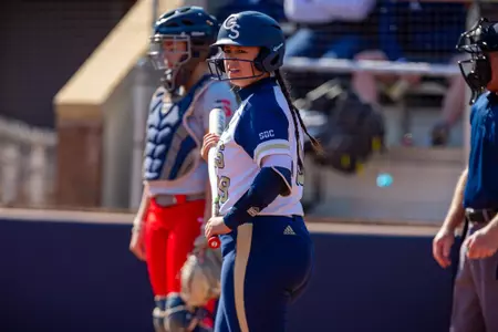 STATESBORO, GEORGIA - FEBRUARY 13: Georgia Southern Softball faces the Radford Highlanders at Eagle Field on February 13, 2022 in Statesboro, Georgia