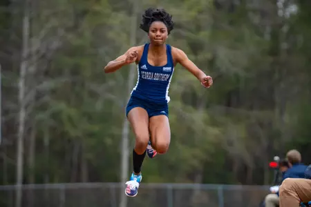 STATESBORO, GEORGIA - MARCH 11: Georgia Southern Track & Field plays host to the GATA Classic at Eagle Field on March 11, 2022 in Statesboro, Georgia