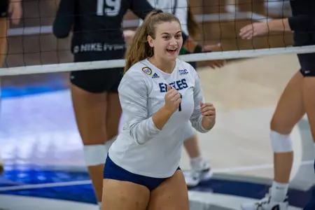 Georgia Southern outside hitter Emily Jarome (7) during the NCAA women’s volleyball game between Georgia Southern and USC Upstate at Hanner Fieldhouse on August 27, 2022 in Statesboro, Georgia. (Photograph by AJ Henderson / Georgia Southern Athletics)