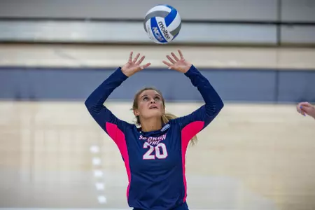 Georgia Southern setter Callaway Cason (20) during the NCAA women’s volleyball game between Georgia Southern and Alcorn State at Hanner Fieldhouse on August 27, 2022 in Statesboro, Georgia. (Photograph by AJ Henderson / Georgia Southern Athletics)