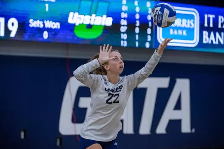 Georgia Southern defensive specialist Logan Jones (22) during the NCAA women’s volleyball game between Georgia Southern and USC Upstate at Hanner Fieldhouse on August 27, 2022 in Statesboro, Georgia. (Photograph by AJ Henderson / Georgia Southern Athletics)