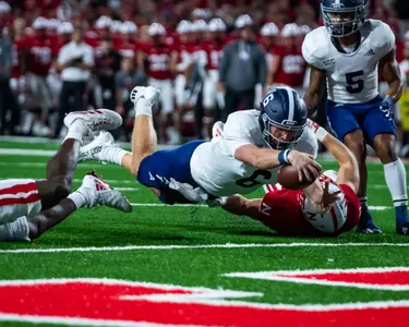 during the NCAA football game between Georgia Southern and Nebraska at Memorial Stadium on September 10, 2022 in Lincoln, Nebraska. (Photograph by AJ Henderson / Georgia Southern Athletics)