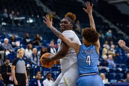 Georgia Southern junior center Lydia Freeman (55) during the NCAA women’s basketball game between Georgia Southern and Old Dominion at Hanner Fieldhouse on January 12, 2023 in Statesboro, Georgia. (Photograph by AJ Henderson / Georgia Southern Athletics)
