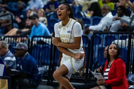 Georgia Southern junior guard/forward Simone James (33) during the NCAA women’s basketball game between Georgia Southern and Life University at Hanner Fieldhouse on November 27, 2022 in Statesboro, Georgia. (Photograph by AJ Henderson / Georgia Southern Athletics)
