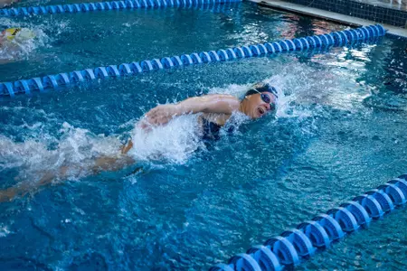 Georgia Southern swimmer Carsyn Cosman competes in a relay during a dual meet between Georgia Southern, SCAD-Savannah, and Gardner-Webb on Saturday, Oct. 7, at the Aquatics Center at the RAC in Statesboro, Ga.