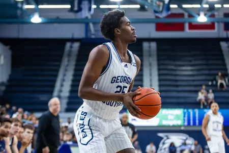 Georgia Southern freshman forward Avantae Parker (25) during the NCAA men’s basketball game between Georgia Southern and Augusta at Hanner Fieldhouse on October 20, 2023 in Statesboro, Georgia. (Photograph by AJ Henderson / Georgia Southern Athletics)