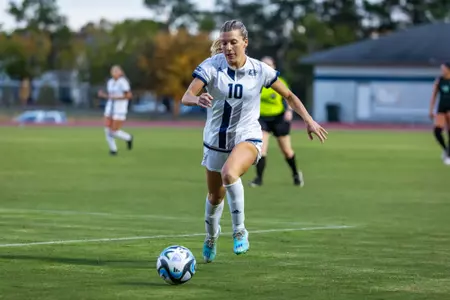 Georgia Southern forward Faith Phillips (10) during the NCAA women’s soccer match between Georgia Southern and Marshall at Eagle Field at the Erk Russell Athletic Park on October 19, 2023 in Statesboro, Georgia. (Photograph by AJ Henderson / Georgia Southern Athletics)