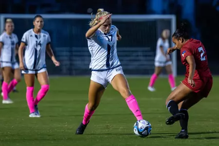 Georgia Southern forward Gwenna Townsend (17) during the NCAA women’s soccer match between Georgia Southern and Louisiana at Eagle Field at the Erk Russell Athletic Park on October 5, 2023 in Statesboro, Georgia. (Photograph by AJ Henderson/ Georgia Southern Athletics)