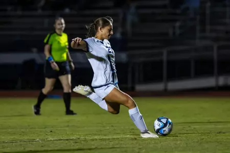Georgia Southern forward Lauren Connelly (21) during the NCAA women’s soccer match between Georgia Southern and Marshall at Eagle Field at the Erk Russell Athletic Park on October 19, 2023 in Statesboro, Georgia. (Photograph by AJ Henderson / Georgia Southern Athletics)