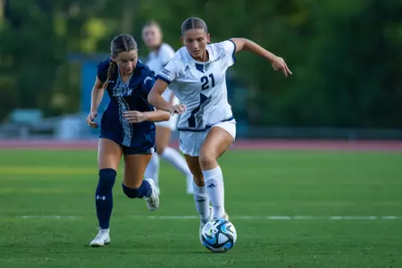 Georgia Southern forward Lauren Connelly (21) during the NCAA women’s soccer match between Georgia Southern and North Florida at Eagle Field at the Erk Russell Athletic Park on August 24, 2023 in Statesboro, Georgia. (Photograph by AJ Henderson/ Georgia Southern Athletics)