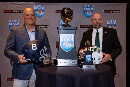 Georgia Southern Football attends a welcome press conference prior to the Myrtle Beach Bowl at on December 12, 2023 in Myrtle Beach, South Carolina. (Photograph by AJ Henderson / Georgia Southern Athletics)