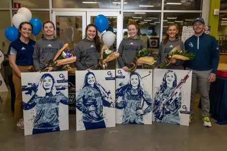Senior Day ceremony following the NCAA rifle match between Georgia Southern and UAB at Shooting Sports Education Center on February 4, 2023 in Statesboro, Georgia. (Photograph by AJ Henderson / Georgia Southern Athletics)