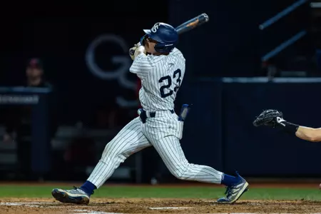 Georgia Southern infielder Blake Evans (23) during the NCAA baseball game between Georgia Southern and Rutgers at Jack Stallings Field at J.I. Clements Stadium on March 10, 2023 in Statesboro, Georgia. (Photograph by AJ Henderson / Georgia Southern Athletics)