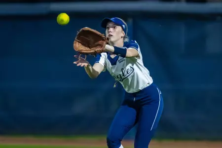 Georgia Southern freshman utility player Brooke Kell (15) during the NCAA softball game between Georgia Southern and South Carolina at Eagle Softball Field on February 22, 2023 in Statesboro, Georgia. (Photograph by AJ Henderson / Georgia Southern Athletics)