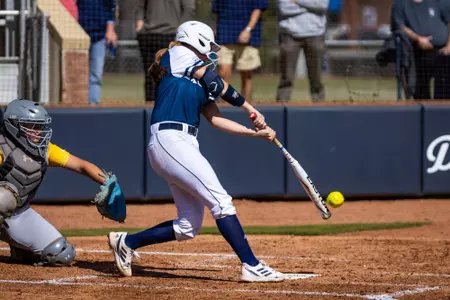 Georgia Southern graduate infielder Katie Perkins (11) during the NCAA softball game between Georgia Southern and Long Island University at Eagle Softball Field on February 19, 2023 in Statesboro, Georgia. (Photograph by AJ Henderson / Georgia Southern Athletics)