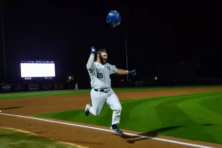 Noah Ledford during the NCAA baseball game between Georgia Southern and ULM at Jack Stallings Field at J.I. Clements Stadium on April 28, 2023 in Statesboro, Georgia. (Photograph by AJ Henderson / Georgia Southern Athletics)