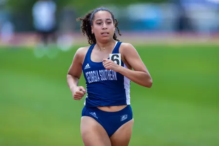 Georgia Southern freshman Maya Bridgeford during the Georgia Southern Track & Field Classic at Eagle Track at Erk Russell Athletic Park on April 29, 2023 in Statesboro, Georgia. (Photograph by AJ Henderson / Georgia Southern Athletics)