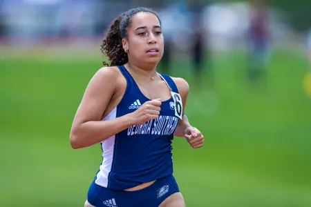 Georgia Southern freshman Maya Bridgeford during the Georgia Southern Track & Field Classic at Eagle Track at Erk Russell Athletic Park on April 29, 2023 in Statesboro, Georgia. (Photograph by AJ Henderson / Georgia Southern Athletics)