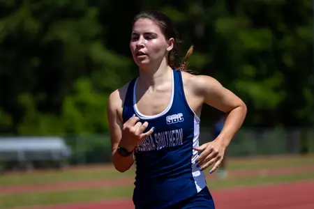 Georgia Southern sophomore Reese Connelly during the Georgia Southern Track & Field Classic at Eagle Track at Erk Russell Athletic Park on April 29, 2023 in Statesboro, Georgia. (Photograph by AJ Henderson / Georgia Southern Athletics)