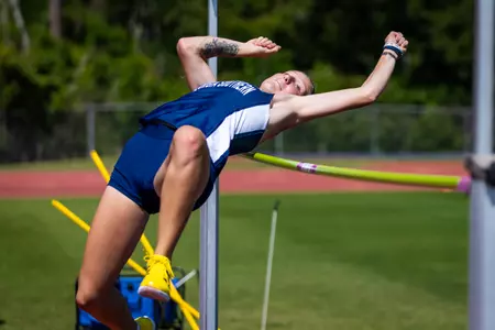 Georgia Southern junior MaKenna Hillmer during the Georgia Southern Track & Field Classic at Eagle Track at Erk Russell Athletic Park on April 29, 2023 in Statesboro, Georgia. (Photograph by AJ Henderson / Georgia Southern Athletics)