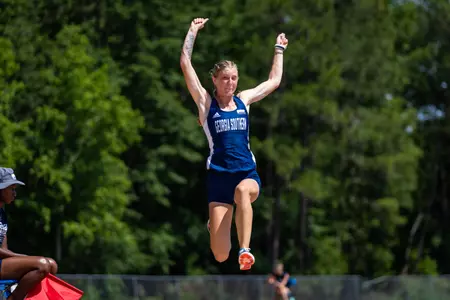 Georgia Southern junior MaKenna Hillmer during the Georgia Southern Track & Field Classic at Eagle Track at Erk Russell Athletic Park on April 29, 2023 in Statesboro, Georgia. (Photograph by AJ Henderson / Georgia Southern Athletics)