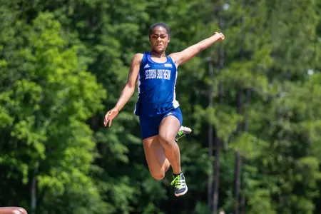 Georgia Southern freshman Kennedy Hood during the Georgia Southern Track & Field Classic at Eagle Track at Erk Russell Athletic Park on April 29, 2023 in Statesboro, Georgia. (Photograph by AJ Henderson / Georgia Southern Athletics)